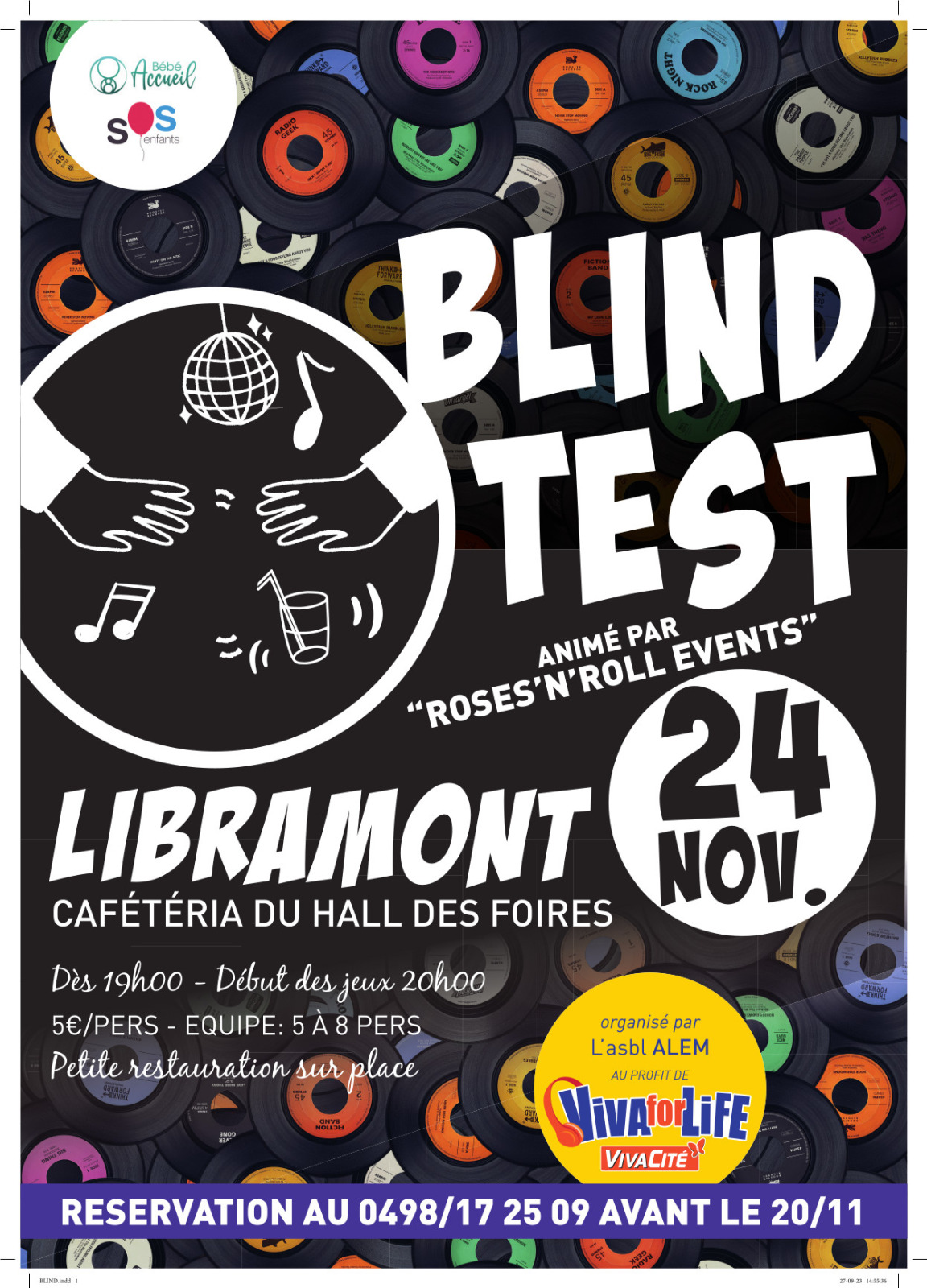 Opération Viva for Life - Blind test à Libramont ( Cafétaria du Hall des Foires). Récolte de fonds.